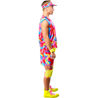 Pink-Multicoloured - Side - Barbie Mens Ken Roller Skate Costume Set