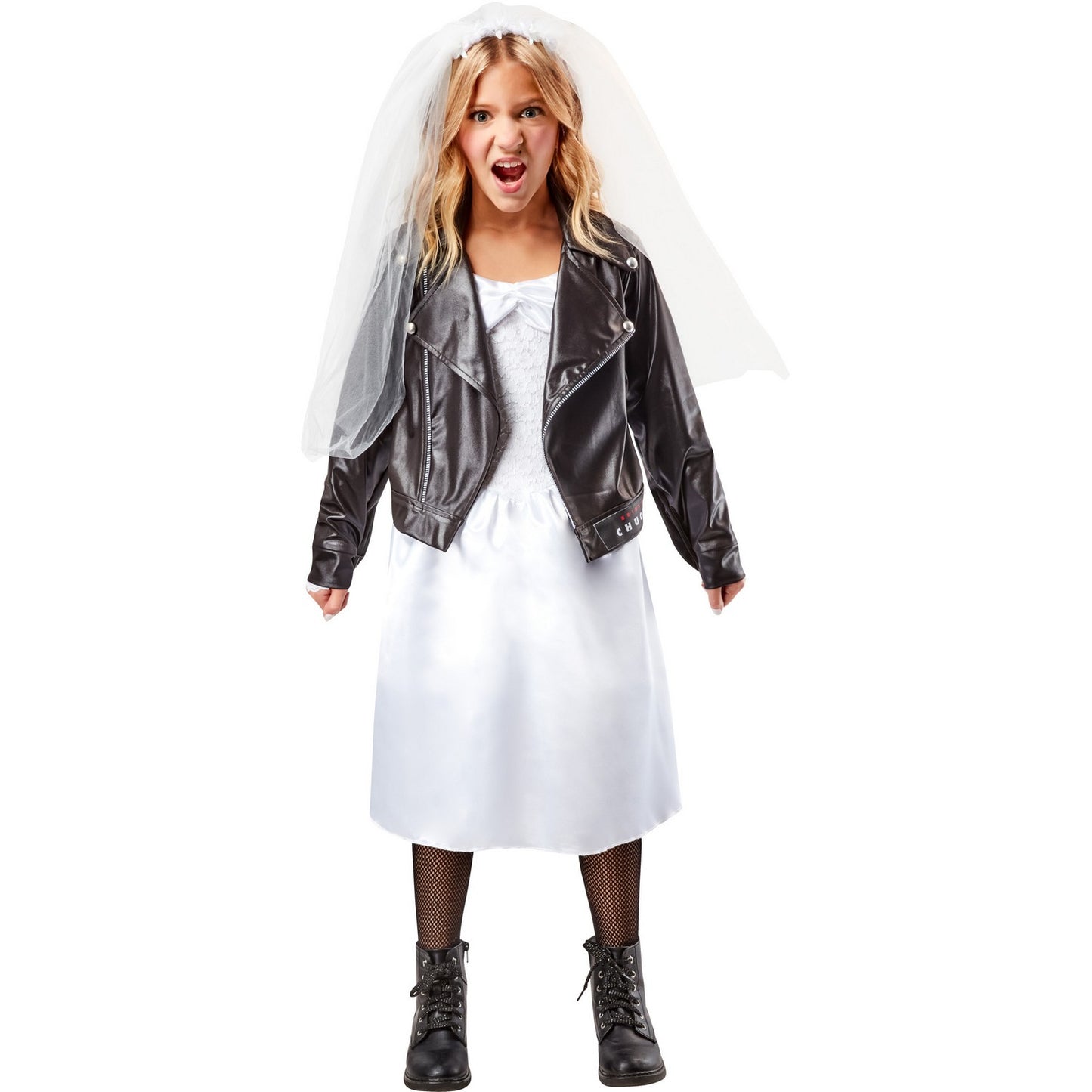 White-Black - Front - Bride of Chucky Girls Tiffany Costume Set