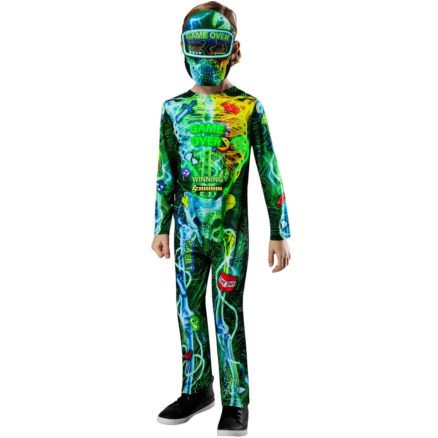 Multicoloured - Pack Shot - Bristol Novelty Childrens-Kids Gamer Skeleton Costume