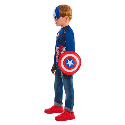 Blue - Side - Captain America Childrens-Kids Costume Set