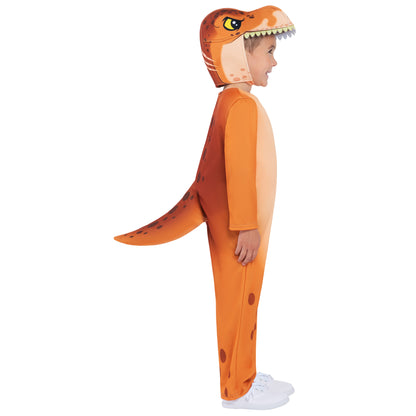 Orange-Beige - Side - Jurassic World Childrens-Kids T-Rex Costume