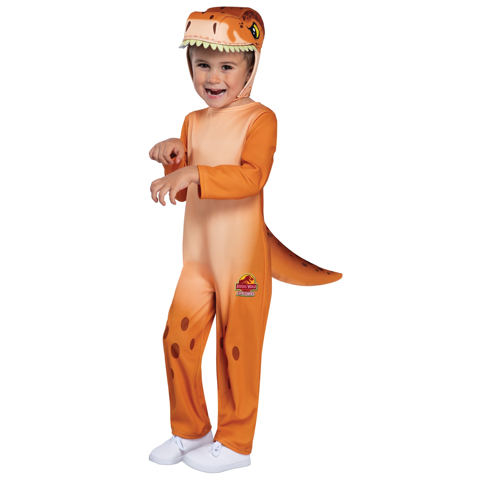 Orange-Beige - Pack Shot - Jurassic World Childrens-Kids T-Rex Costume