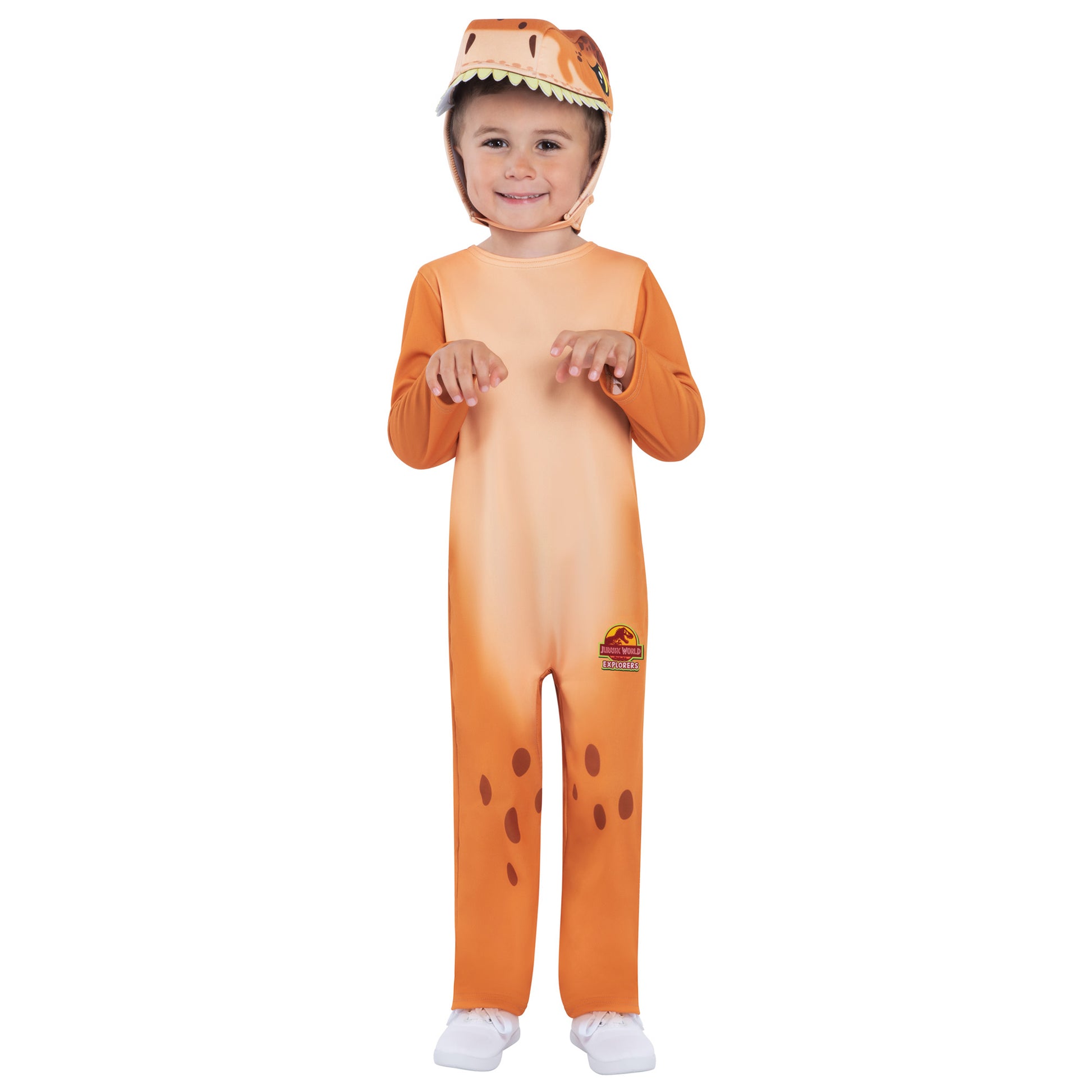 Orange-Beige - Front - Jurassic World Childrens-Kids T-Rex Costume