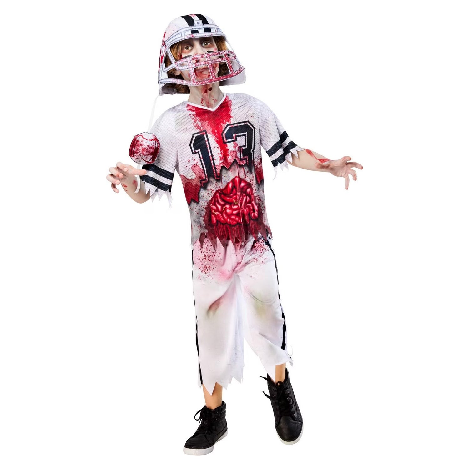 White-Red - Side - Bristol Novelty Unisex Adult Zombie Football Player Costume Set