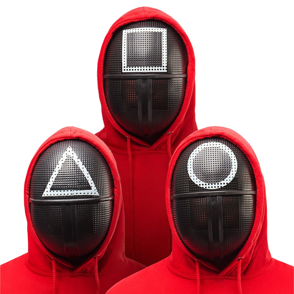 Black - Front - Squid Game Unisex Adult Guards Halloween Mask (Pack of 3)