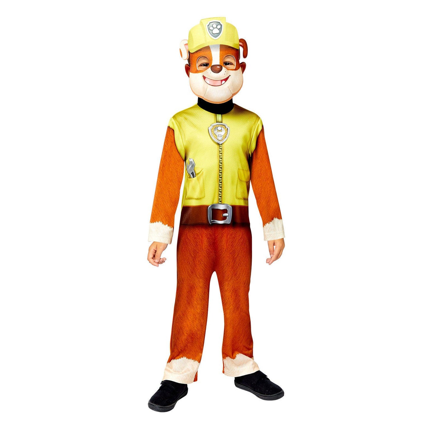 Yellow-Orange-White - Front - Paw Patrol Childrens-Kids Rubble Costume