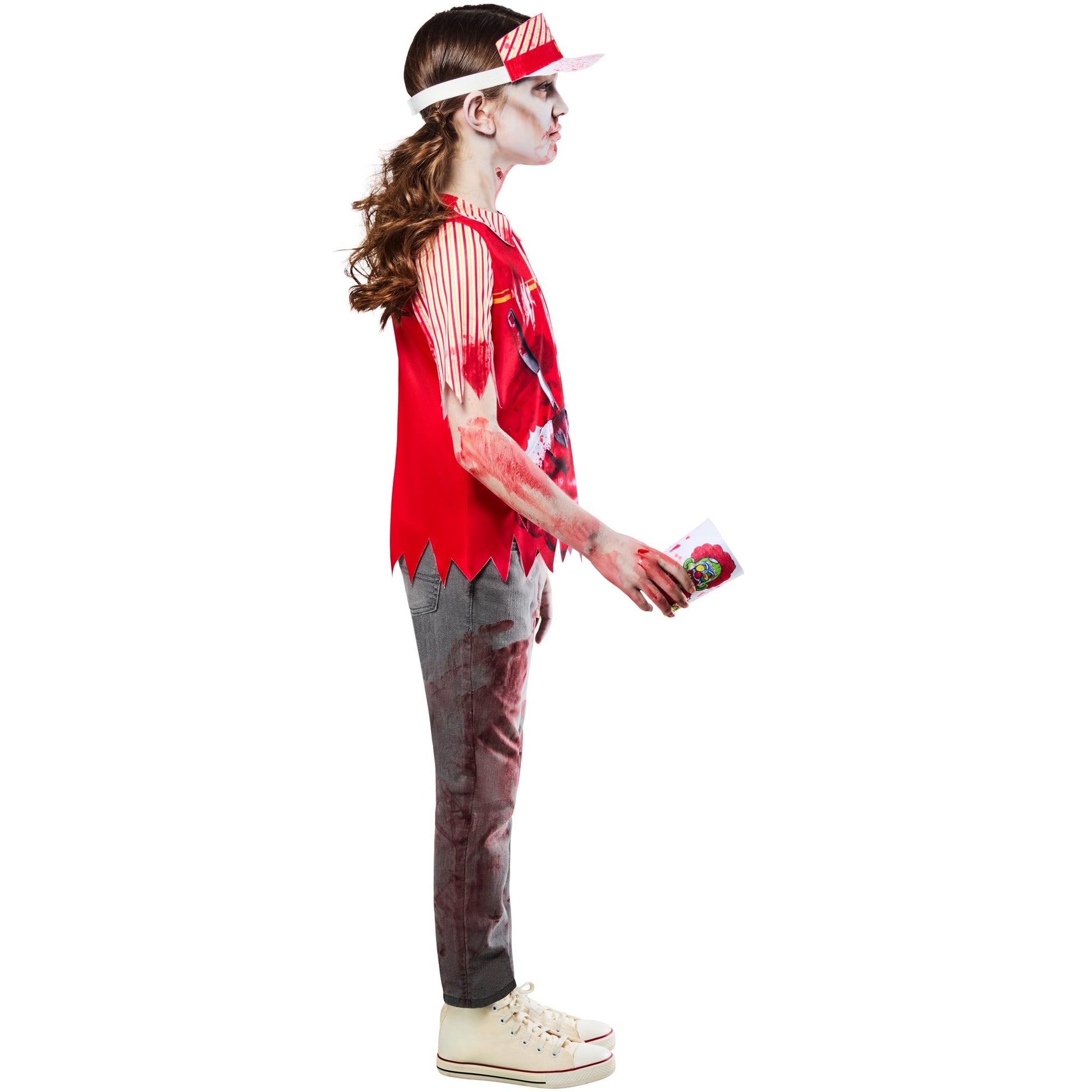 Red-White - Side - Bristol Novelty Childrens-Kids Zombie Burger Worker Costume