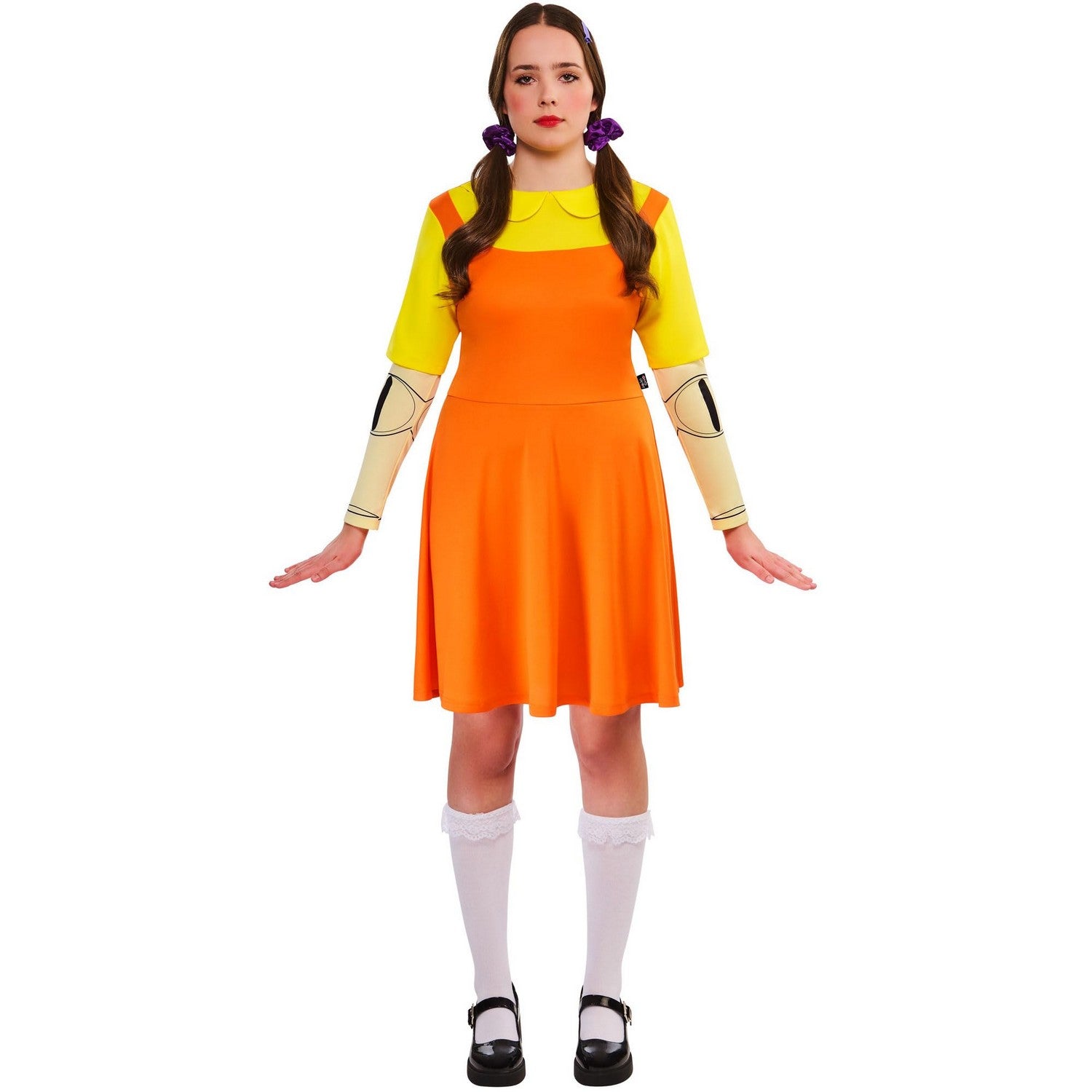 Yellow-Orange - Front - Squid Game Womens-Ladies Doll Costume