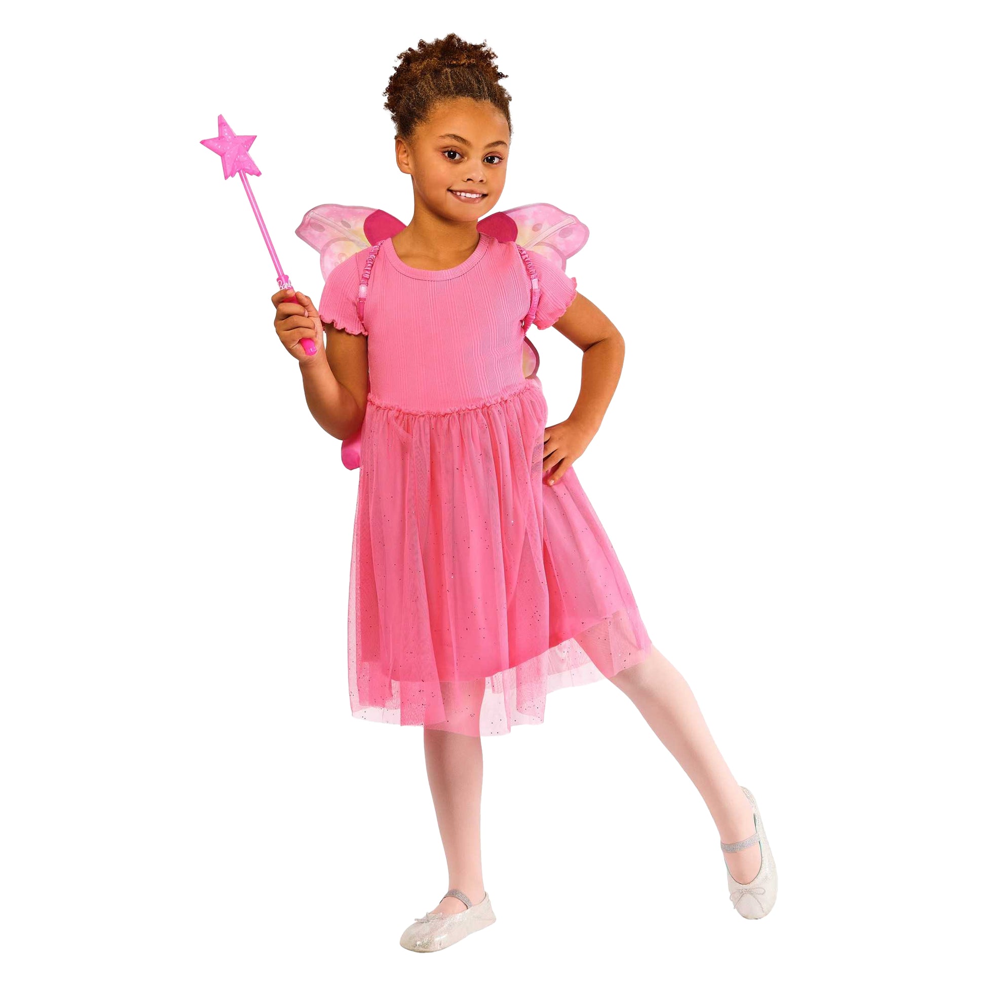 Pink - Side - Barbie Childrens-Kids Fairy Costume Accessory Set