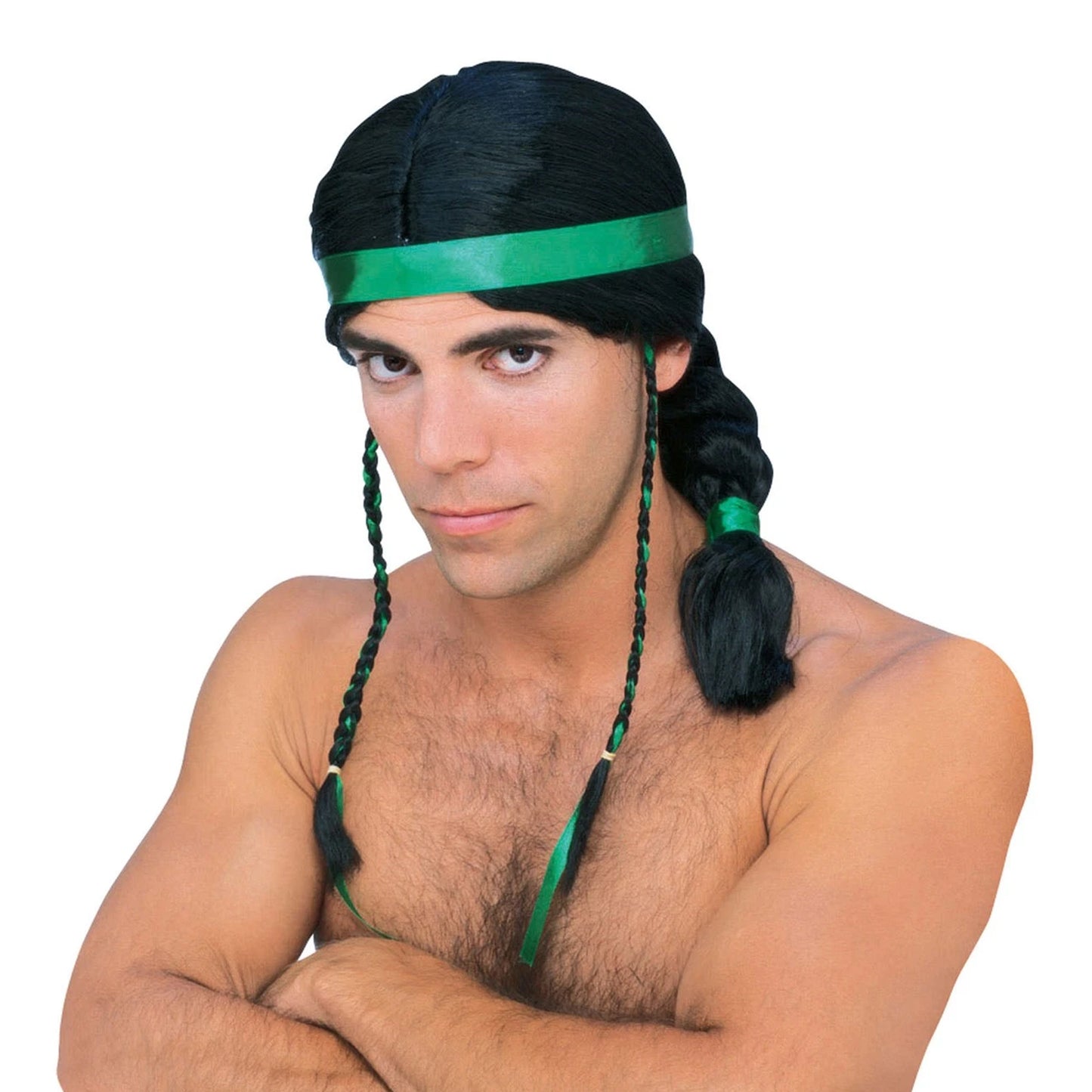 Black-Green - Front - Rubies Mens Native American Wig