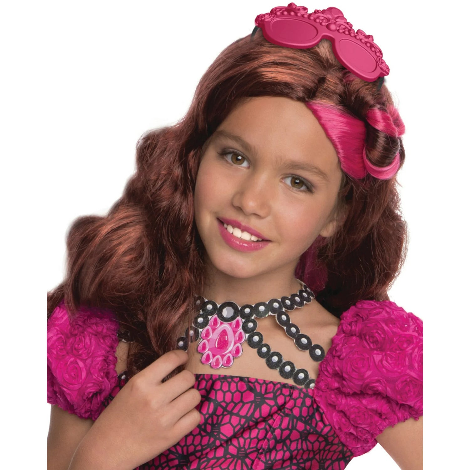 Brown-Pink - Back - Ever After High Womens-Ladies Briar Beauty Glasses Wig