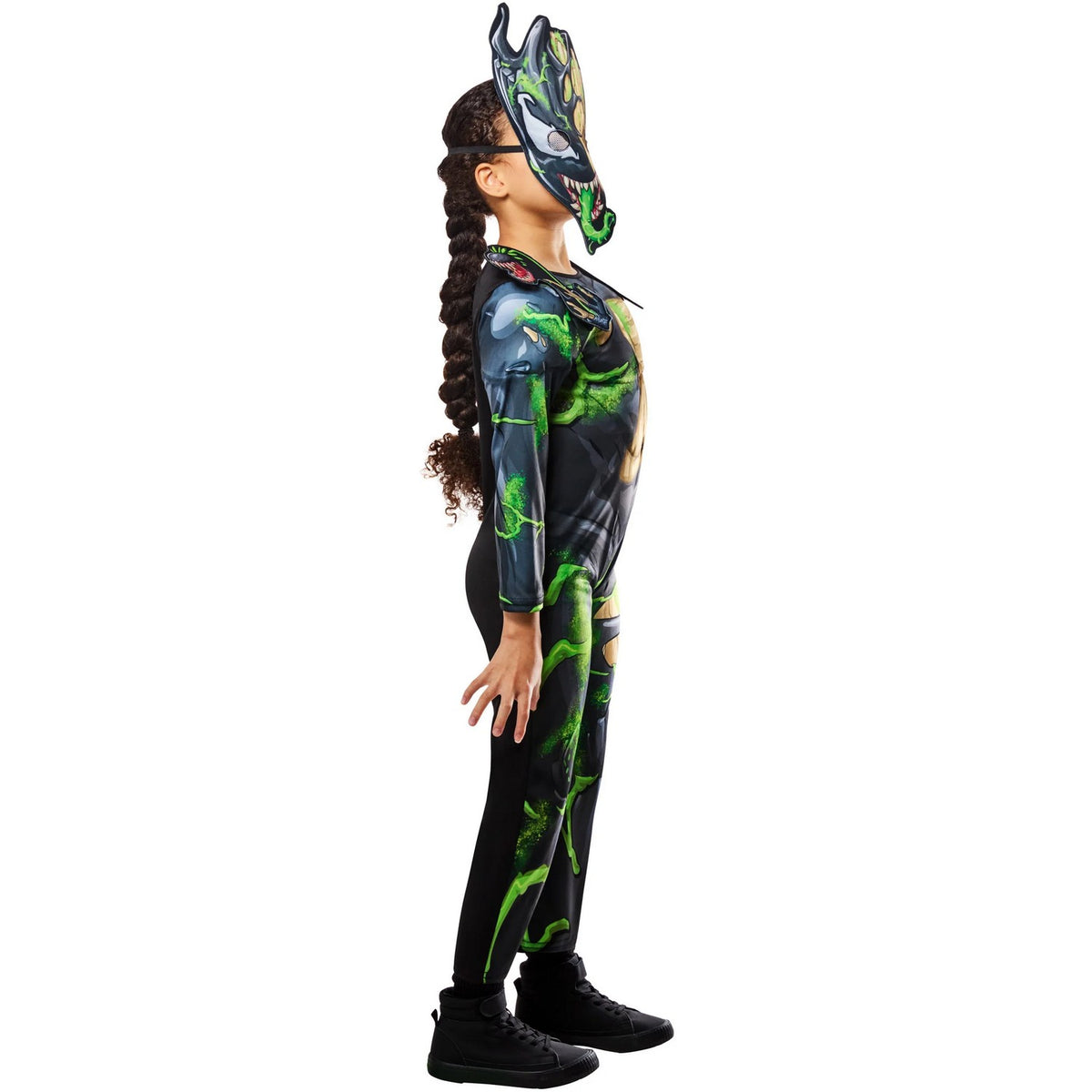 Green-Black-Brown - Side - Marvel Childrens-Kids Venomised Groot Halloween Costume Suit