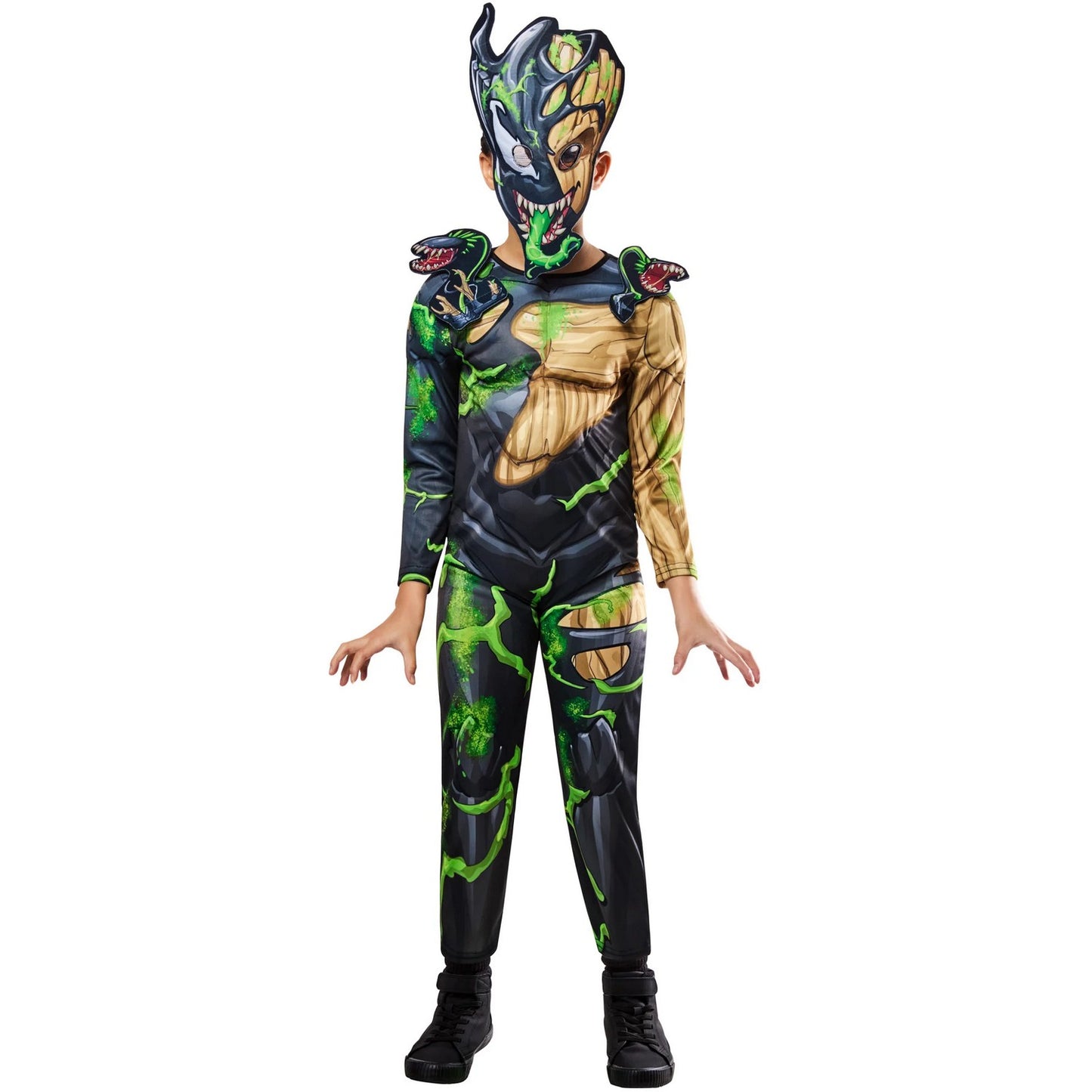 Green-Black-Brown - Front - Marvel Childrens-Kids Venomised Groot Halloween Costume Suit