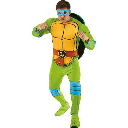 Green-Yellow-Orange - Front - Teenage Mutant Ninja Turtles Mens Deluxe Leonardo Costume
