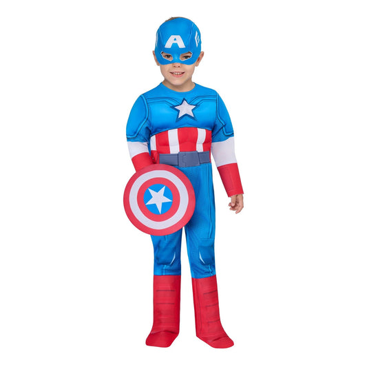 Blue-White-Red - Front - Spidey And His Amazing Friends Childrens-Kids Deluxe Captain America Costume