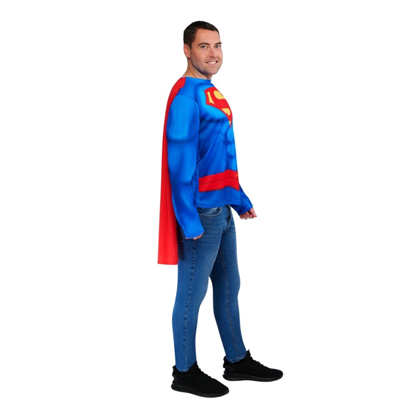 Blue-Red - Side - Superman Mens Logo Costume Top