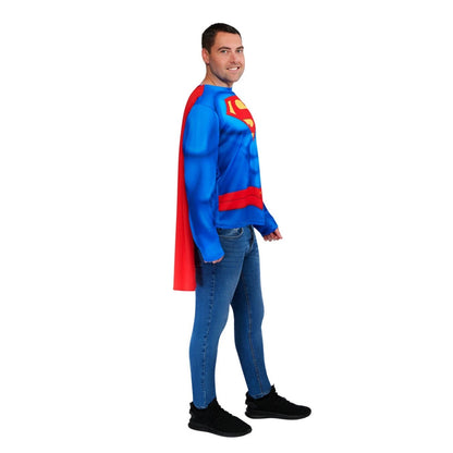 Blue-Red - Side - Superman Mens Logo Costume Top