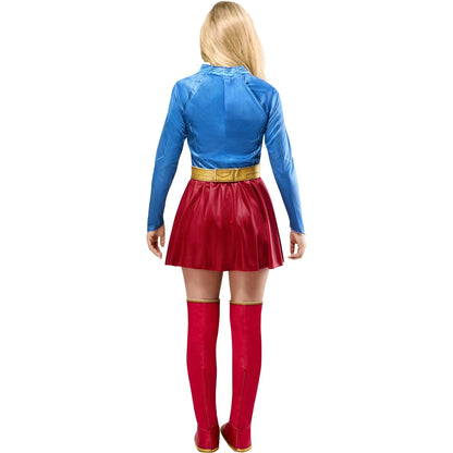 Red-Blue-Gold - Side - Supergirl Womens-Ladies Deluxe Movie Costume