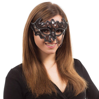 Black - Back - Bristol Novelty Black Decorative 3-4 Eye Mask