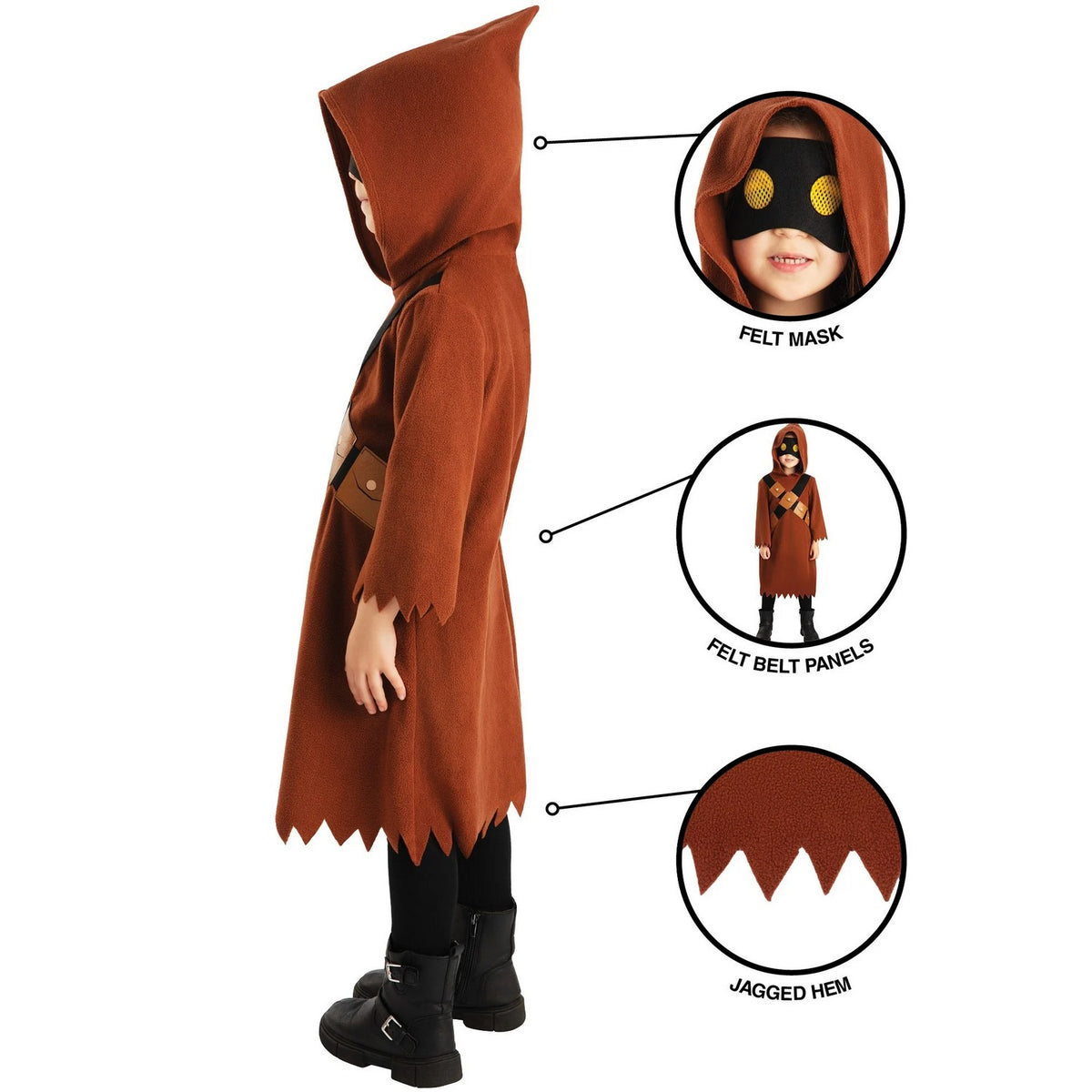 Brown - Close up - Star Wars Childrens-Kids Jawa Costume
