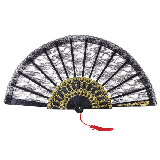 Black - Front - Bristol Novelty Lace Fan