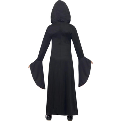 Black-Red - Back - Smiffys Childrens-Kids Vampiress Hooded Costume Dress