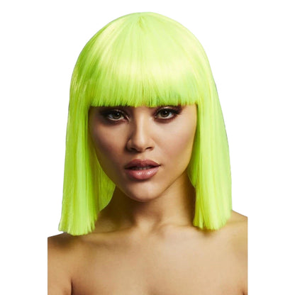 Lime - Front - Fever Unisex Adult Lola Bob Cut Wig