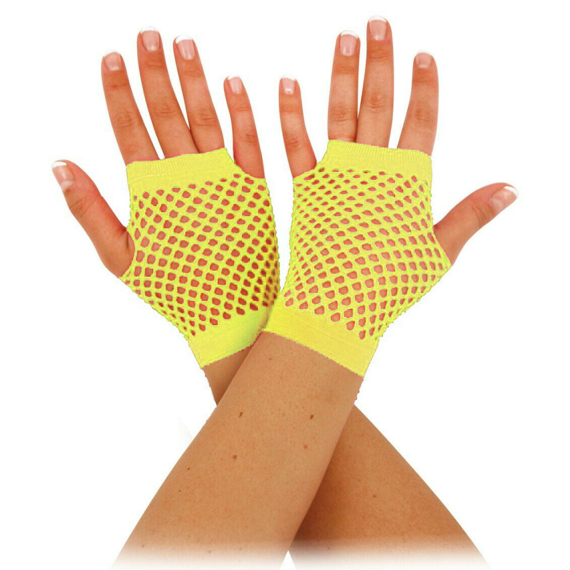 Neon Green - Front - Bristol Novelty Unisex Adults Short Fishnet Gloves (1 Pair)