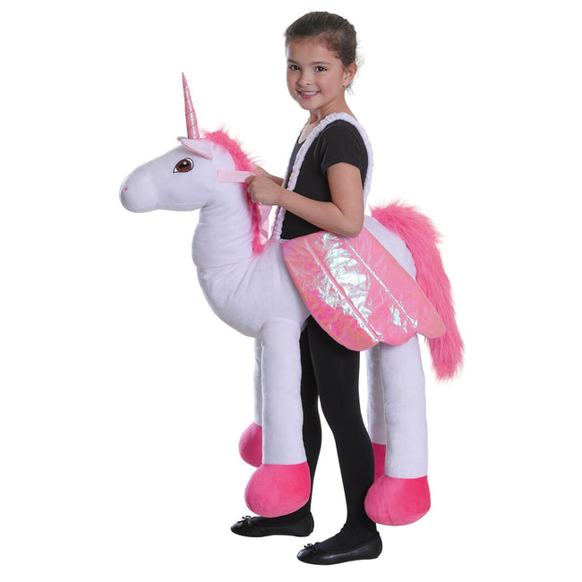 Pink-White - Front - Bristol Novelty Childrens-Kids Riding Unicorn Costume