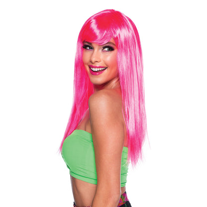 Neon Pink - Front - Bristol Novelty Womens-Ladies Passion Wig