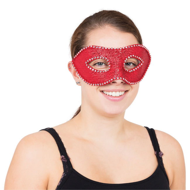Red - Front - Bristol Novelty Unisex Adults Eye Mask With Rhinestones
