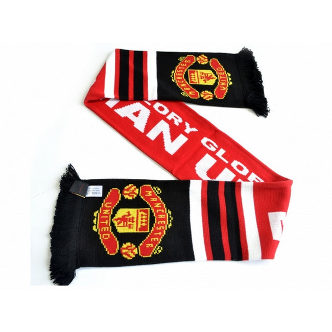 Red-Black-White - Front - Manchester United FC Glory Jacquard Knit Scarf
