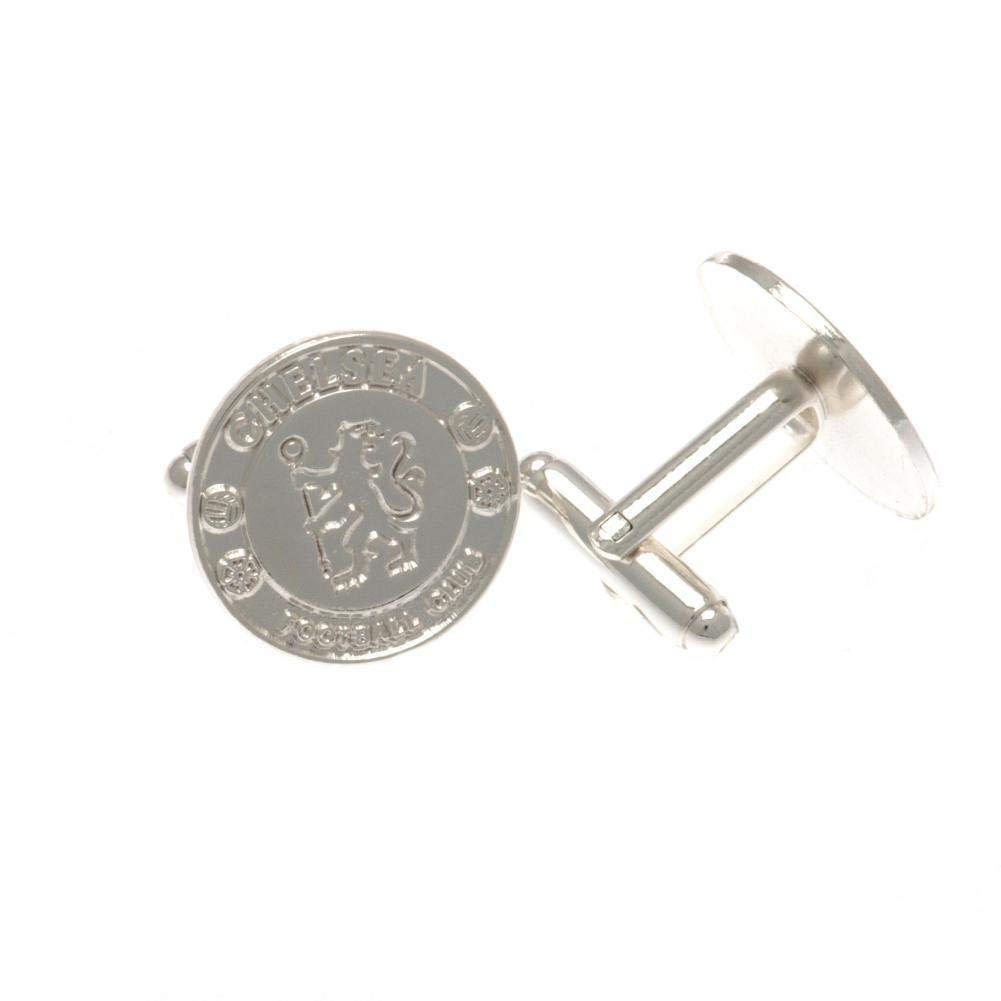 Silver - Front - Chelsea FC Crest Silver Plated Boxed Cufflinks
