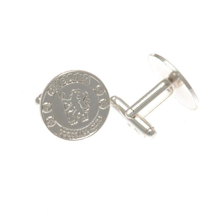 Silver - Front - Chelsea FC Crest Silver Plated Boxed Cufflinks