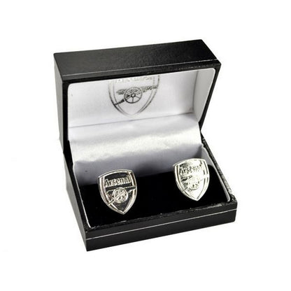 Silver - Back - Arsenal FC Crest Silver Plated Boxed Cufflinks