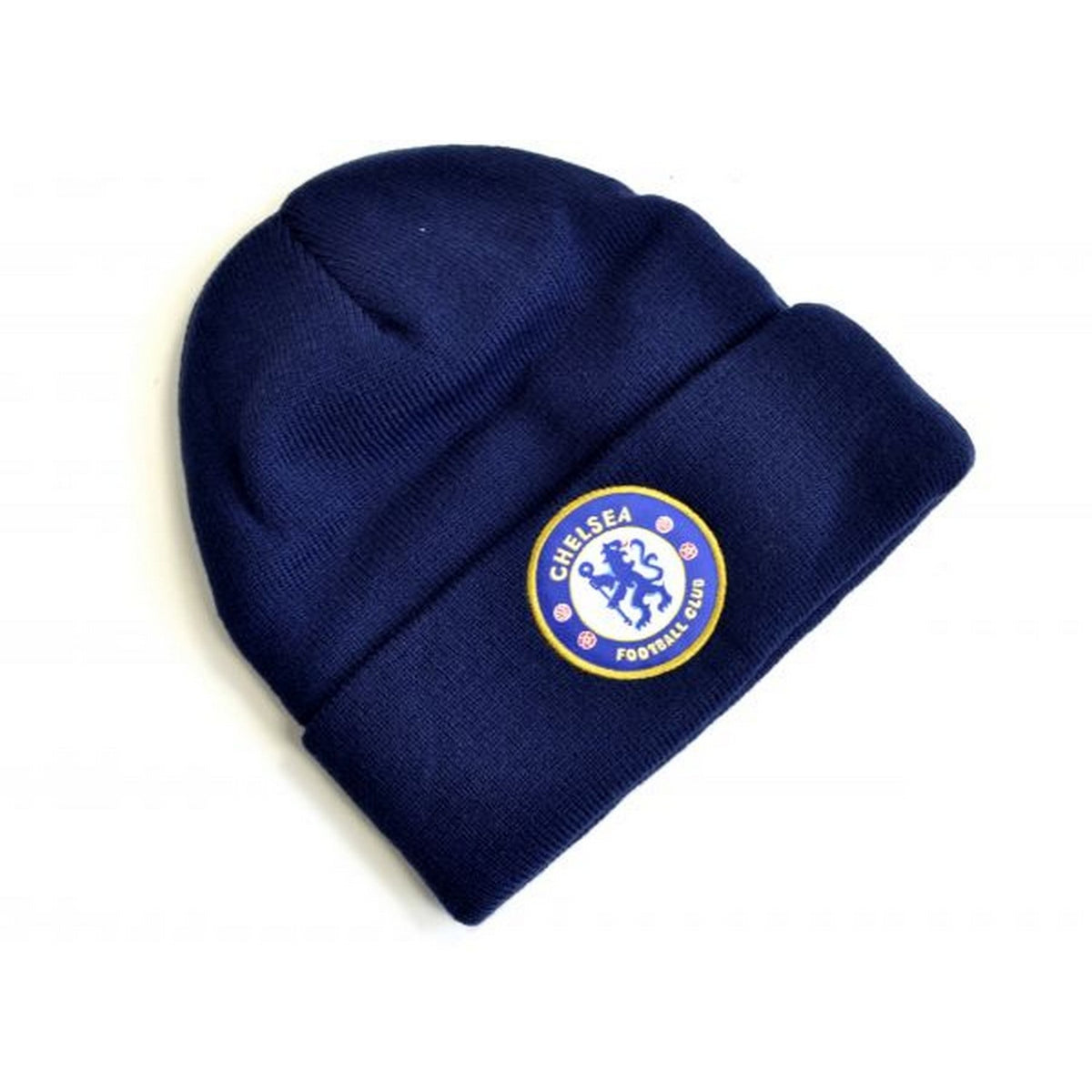 Navy Blue - Front - Chelsea FC Knitted Crest Turn Up Hat