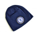 Navy Blue - Front - Chelsea FC Knitted Crest Beanie