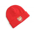 Red - Front - Arsenal FC Crest Knitted Turn Up Hat