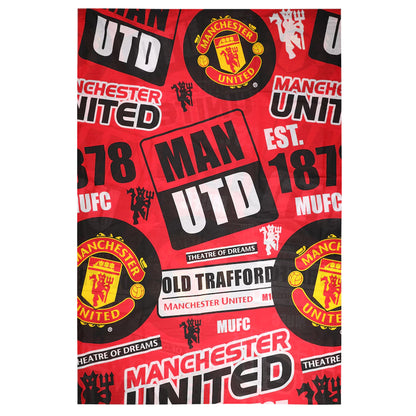 Red-Black-Yellow - Back - Manchester United FC Official Football Patch Single Duvet And Pillow Set