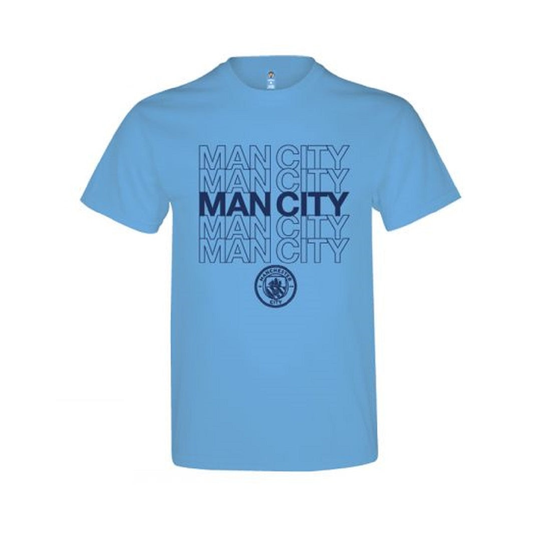 Sky Blue - Front - Man City Unisex Adults Sky Blue Logo T Shirt