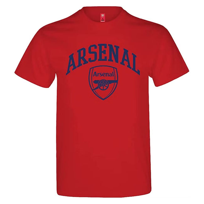 Red - Front - Arsenal FC Unisex Adult Crest T-Shirt