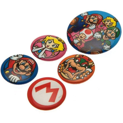 Multicoloured - Back - Super Mario Badge Set (Pack of 5)