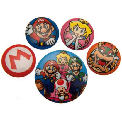 Multicoloured - Side - Super Mario Badge Set (Pack of 5)