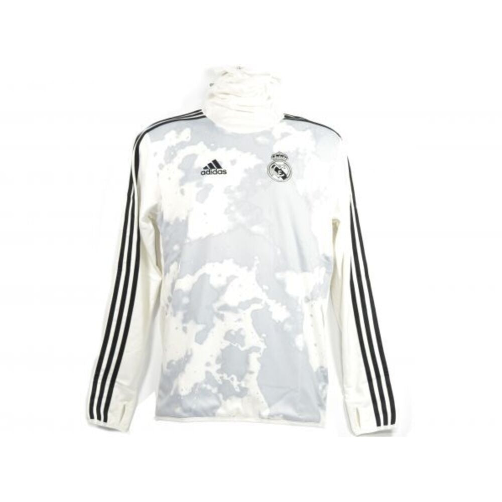 White-Grey-Black - Front - Adidas Mens Real Madrid CF Pre Warm Up Top