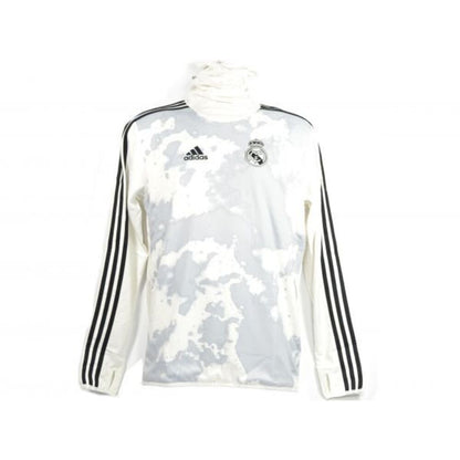 White-Grey-Black - Front - Adidas Mens Real Madrid CF Pre Warm Up Top