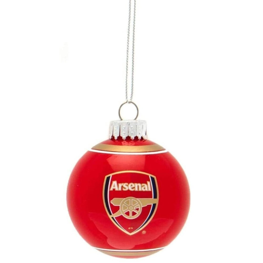 Red-Gold-Navy - Back - Arsenal FC Glass Christmas Bauble