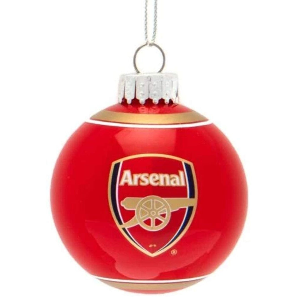 Red-Gold-Navy - Front - Arsenal FC Glass Christmas Bauble