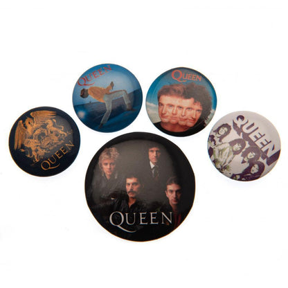 Multicoloured - Front - Queen Classic Badge Set (Pack of 5)