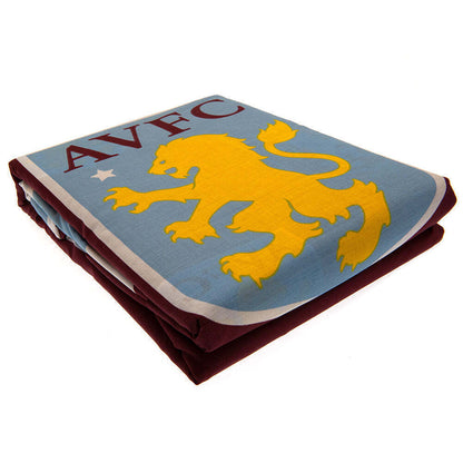 Burgundy-Yellow-Light Blue - Front - Aston Villa FC Pulse Reversible Duvet Cover Set