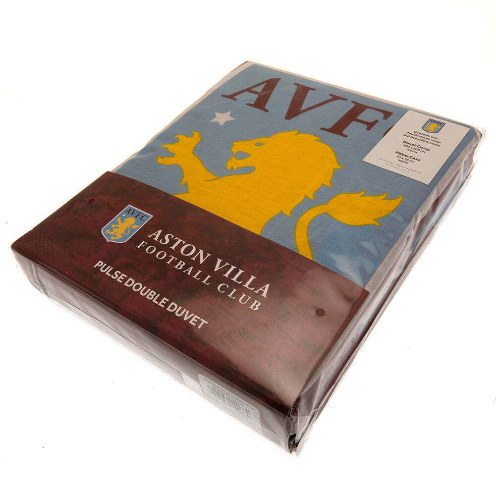 Burgundy-Yellow-Light Blue - Back - Aston Villa FC Pulse Reversible Duvet Cover Set